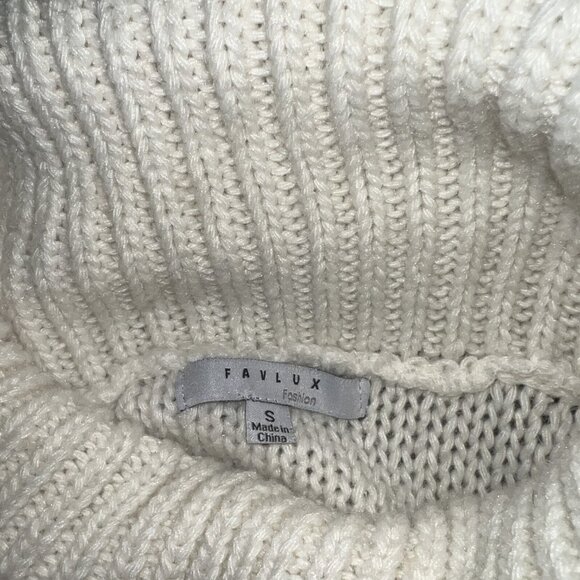 Favlux Oversized Cable Knit Light Cream Sweater - Picture 3 of 7